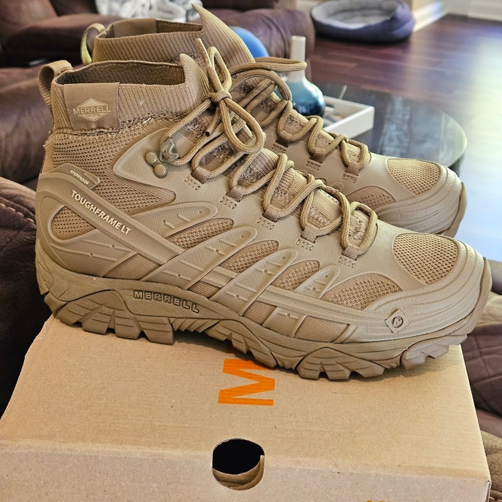 Merrell Men's Moab Velocity Tactical Boots, Tan/ Dark Coyote Color